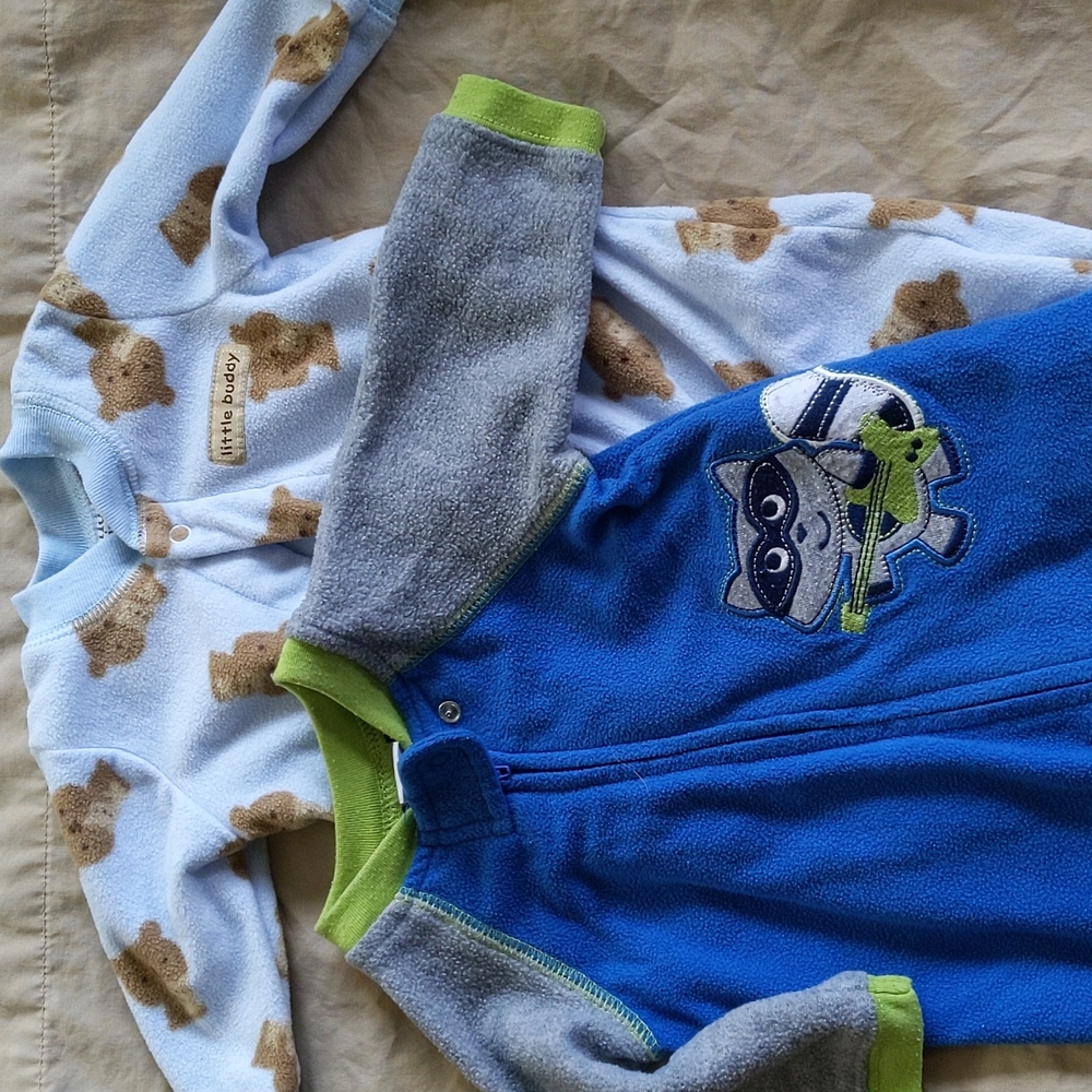 Baby boy footed fleece sleepers